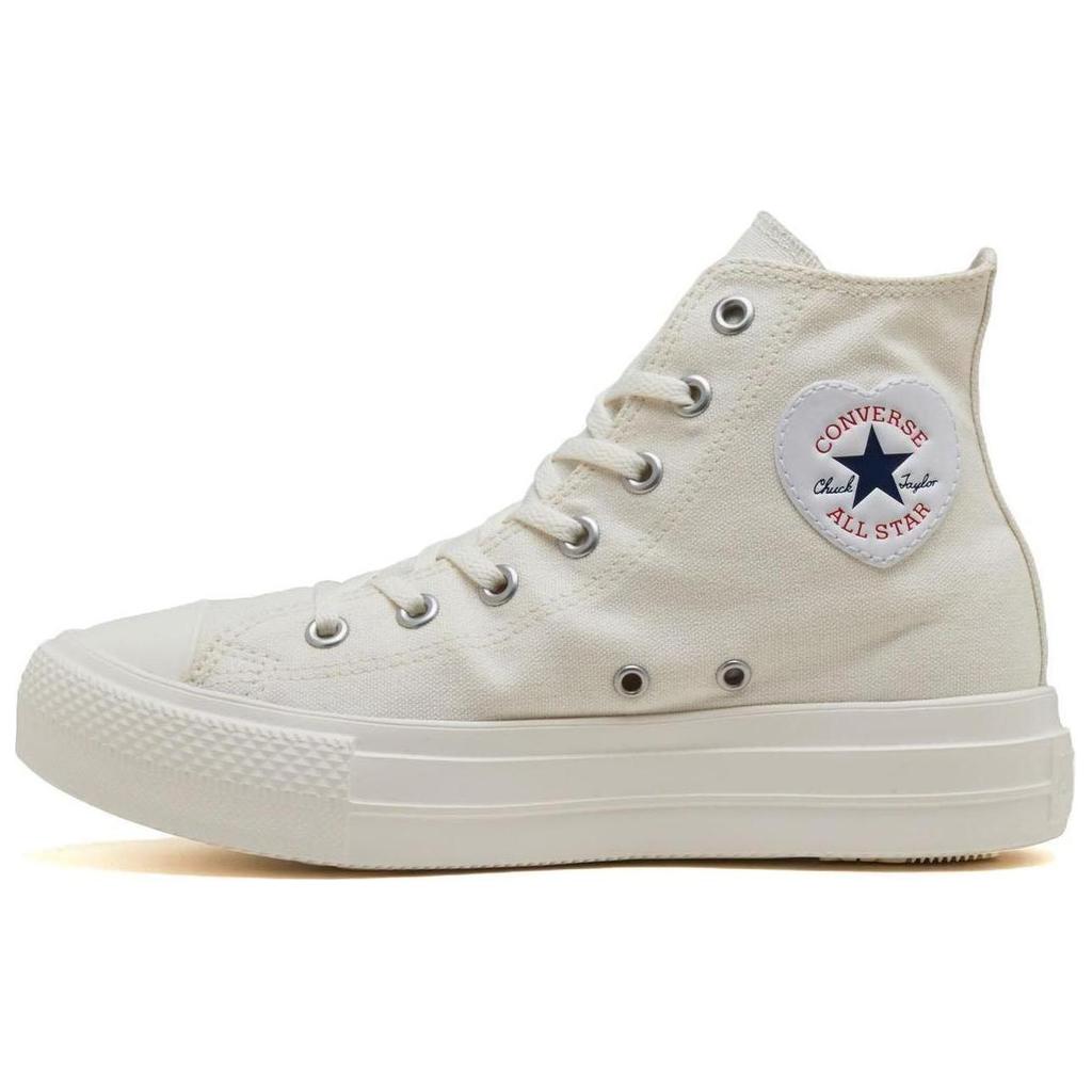 Converse Кеды All Star Light Plts с нашивкой-сердечком, дышащие, с амортизацией, высокие, холщовые, женские, белые, японская версия 31310591