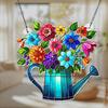 Potted Plants Sun Catcher Acrylic Window Hanging Ornament Floral Pattern Suncatcher for