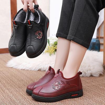 Женские теплые зимние ботинки на меху, высокие кеды на флисовой подкладке из искусственной кожи для женщин, уличные кроссовки на нескользящей подошве