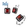 925 Sterling Silver Jewelry Set Clasp Earring Ring Natural Mozambique Garnet Gemstone Fine Jewelry for Women Wife Nice Gift
