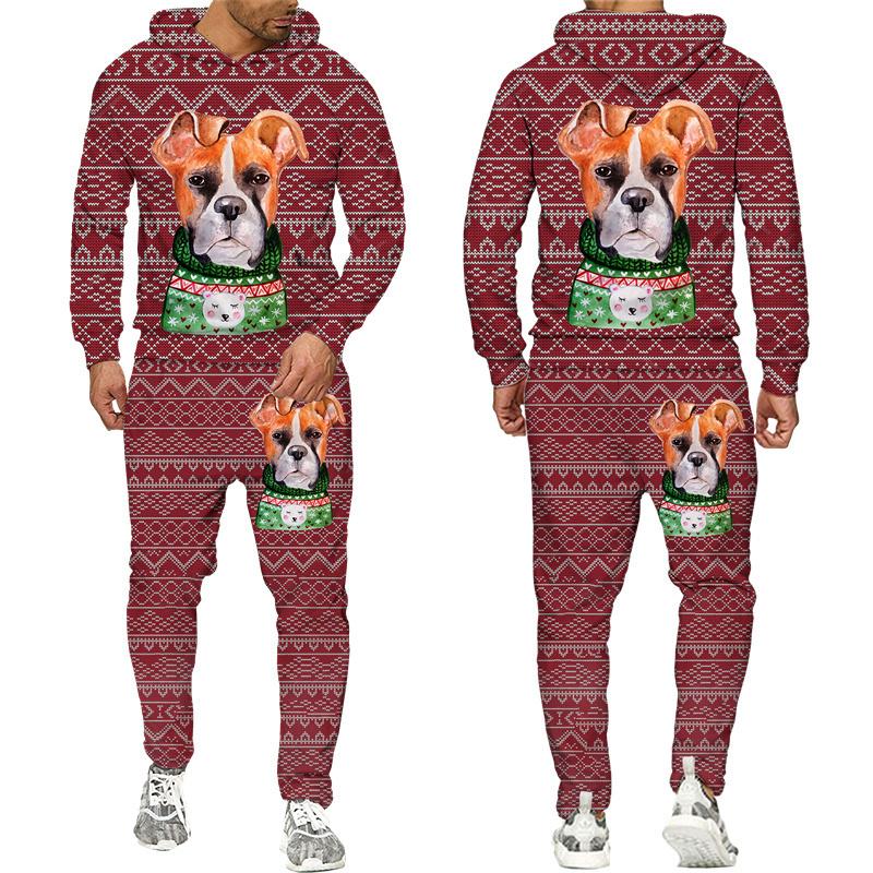 Толстовка с 3D принтом оленя и рождественским принтом/комплект, модный спортивный костюм для пар, спортивная одежда, забавная новогодняя праздничная одежда