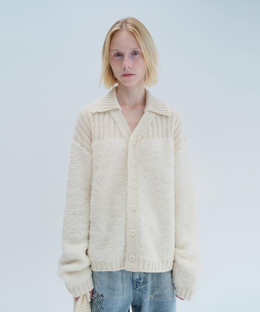 Daiaegeuneol Boucle Collar Knit Cadigan (Ivory)