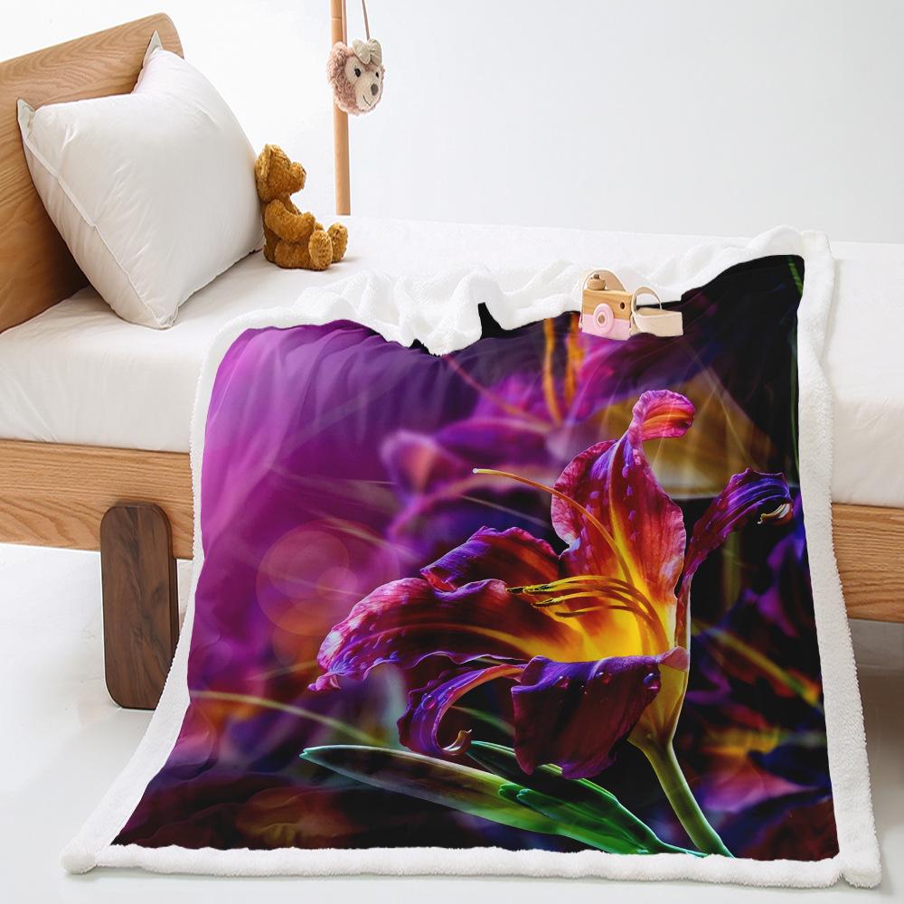 Morning Flower Set 2D Digital Printing Thickened Lamb Fleece Crystal Fleece Blanket One Piece