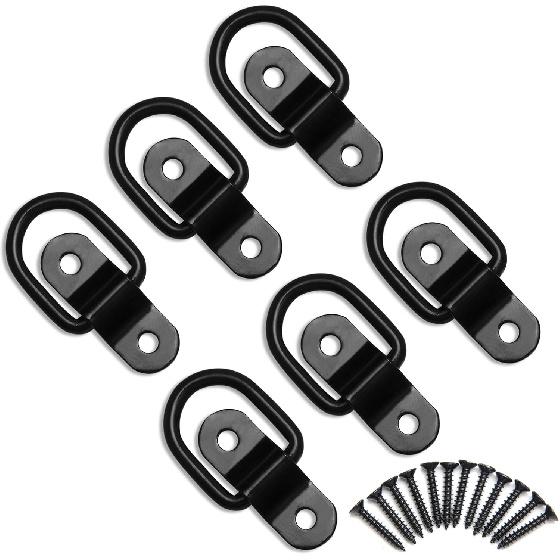 6 PCS D Ring Tie Down Anchor, D Rings Heavy With Duty, 3-Rd Generation Trailer Tie Down Anchors, 2400Lbs Breaking Strength, 1/4" Hooks For Trucks,