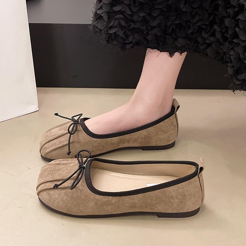 Женские квадратные носки с неглубоким носком, модные повседневные туфли на плоской подошве, весенние, новые, с бантом, матовые кожаные туфли без застежек
