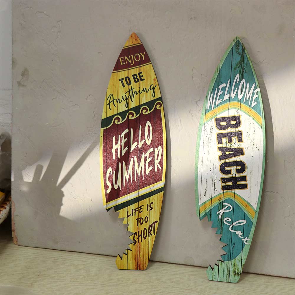 3Pcs Colorful Surfboard Wall Hanging Hawaiian Style Surfboard Ornaments Outdoor Nautical Decor