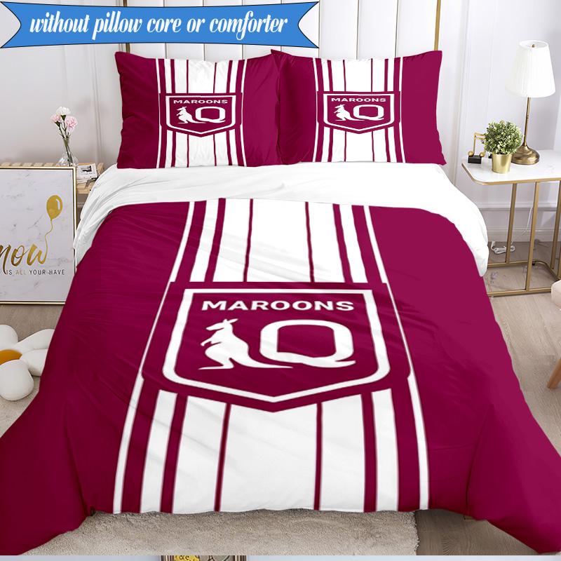 3PCS Australia Maroons Rugby Team Emblem Bedding Set 2D Printing (Includes 1 Duvet Cover + 2 Pillowcases Coreless), Bedroom decor,Fan gift