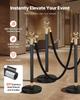 VEVOR Stanchion Post, 4 Pcs Crowd Control Barrier Set with 2 Black Velvet Ropes