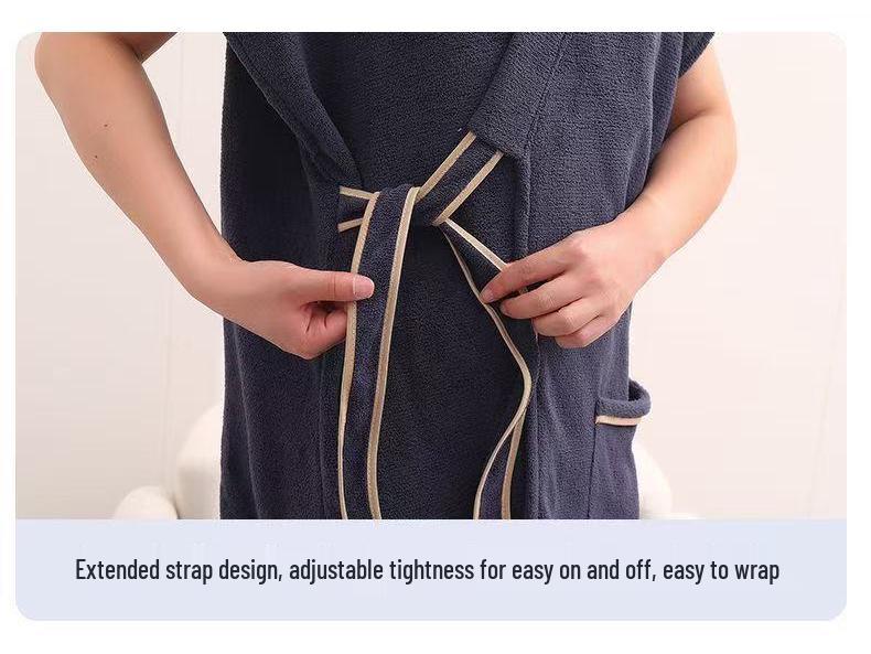 Унисекс Полосатый Впитывающий Халат-Полотенце - Короткий Рукав Пара для Мужчин и Женщин