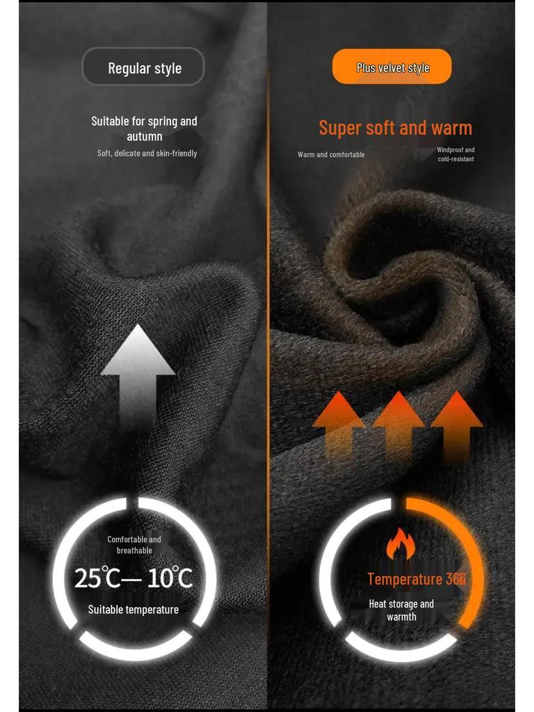 Unisex Fleece-Lined Crew Neck Sweatshirt - Solid Color, Loose Fit, Long Sleeve Base Layer for Autumn & Spring