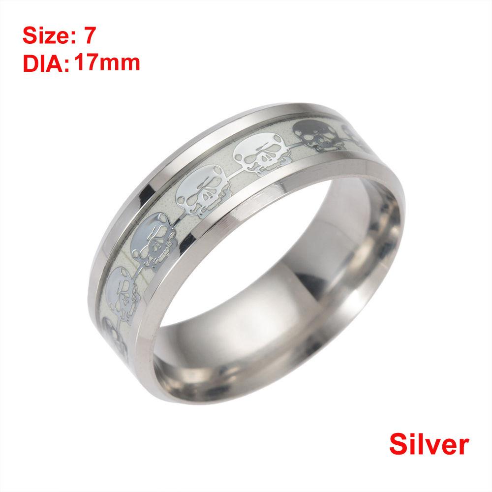 Панк Светящееся в темноте Мужчины Женщины Нержавеющая сталь Дизайн Черепа Светящийся Ремешок Кольцо Пальца Ювелирные изделия