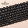 Natural Black Lava Stone Round Volcanic Loose Spacer Charm Beads for Jewelry Making Diy Bracelet Necklace Accessory