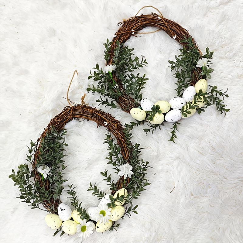 1 шт. Цветочный пасхальный венок, искусственный венок, идеально подходит для весенних домашних праздников, настенный декор для двери, пасхальное яйцо, венок для стены