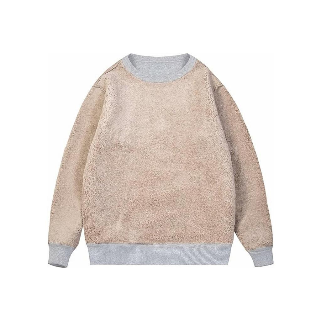 Long Sleeve T-Shirt Men's Spring and Autumn Crew Neck Lamb Fleece Autumn Casual Loose Premium Crew Neck Sweater