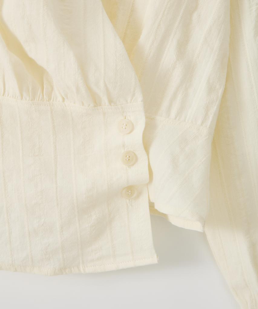 SALON DE YOHN Soft Cotton Wrap Blouse_ Ivory