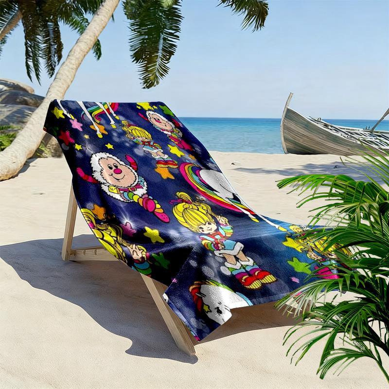 Rainbow Brite Cartoon Print Beach Towel, Large Soft Quick Dry Towel for Beach Camping Swimming