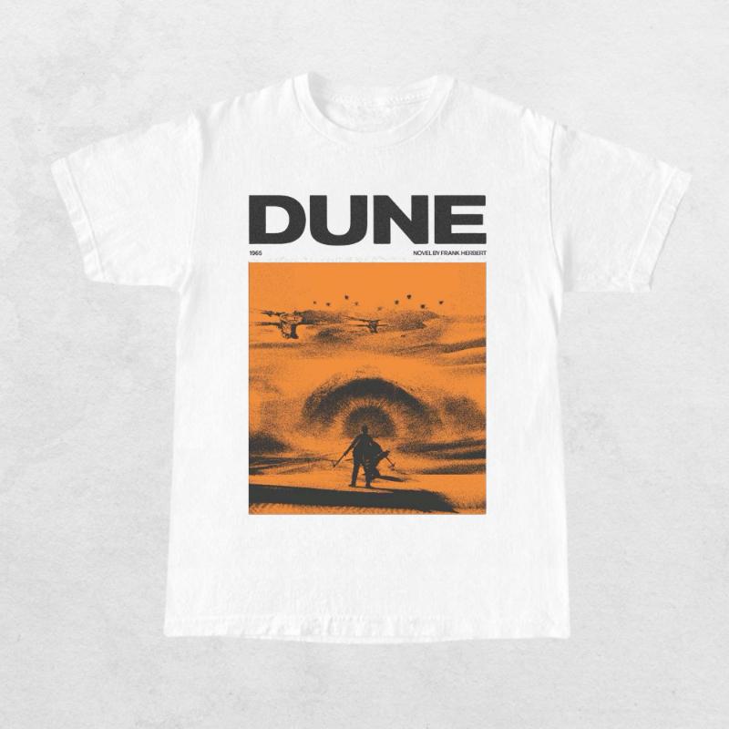 Винтажная футболка Dune 1965 для взрослых Новые поступления Весна/Лето Мужчины Женщины Обычный крой Повседневный Уличный стиль