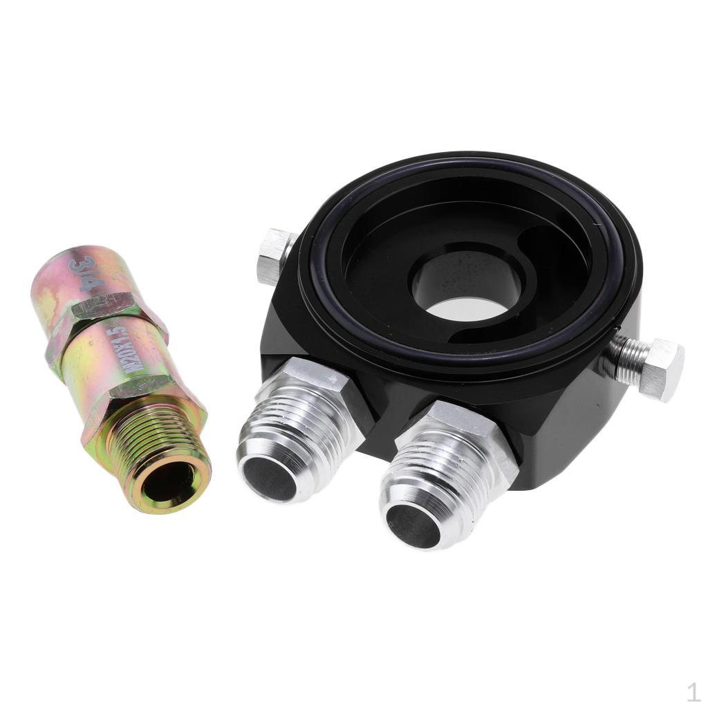 Design Car Oil Filter Cooler Sandwich Plate Adapter with 18NPT Sensor Insertion Port - 3/4-16 UNF,