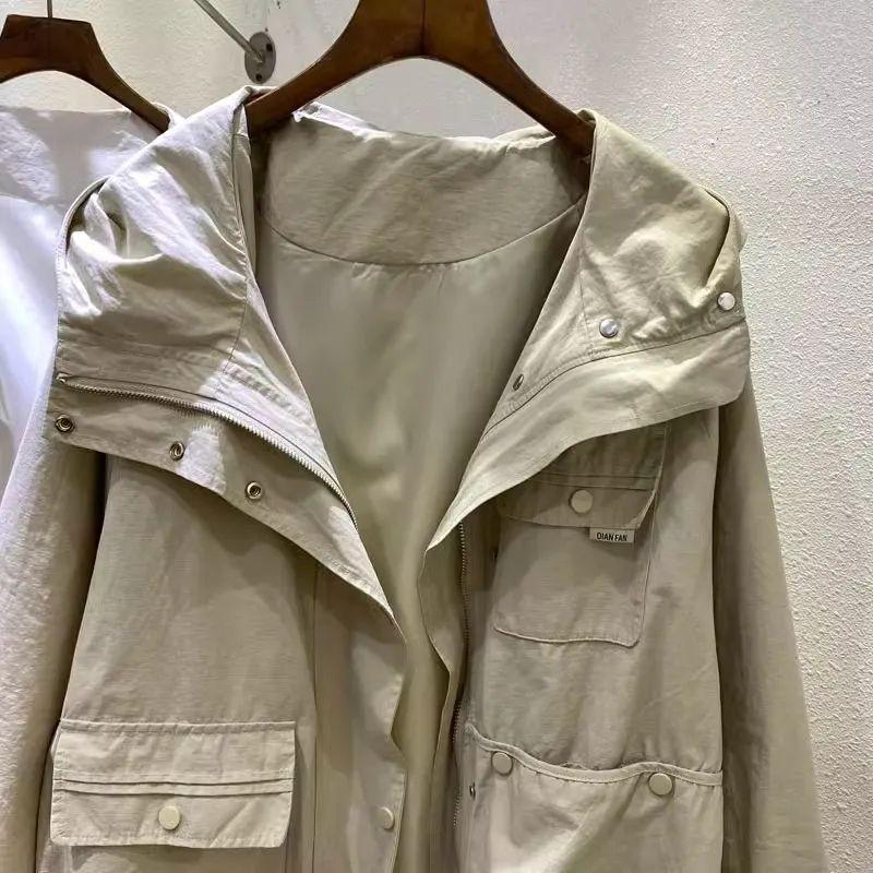 Модная женская осенняя куртка с капюшоном, шикарная рабочая одежда, пальто на молнии, модная ветровка