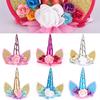 1 шт. Блестящая повязка на голову с рогом единорога для детей, аксессуары для волос на вечеринку с единорогами, декоративные