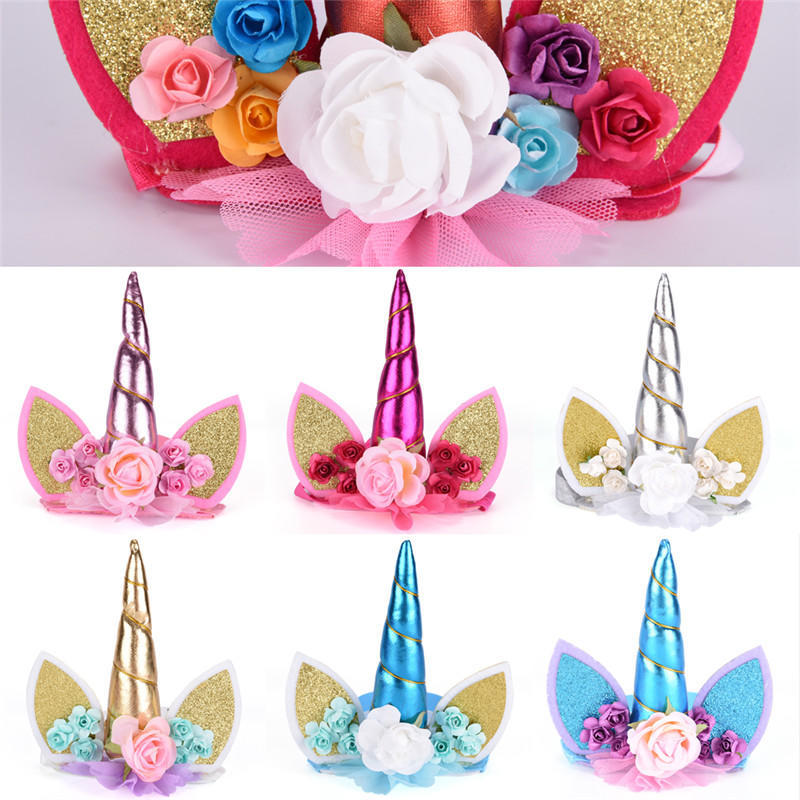 1 шт. Блестящая повязка на голову с рогом единорога для детей, аксессуары для волос на вечеринку с единорогами, декоративные