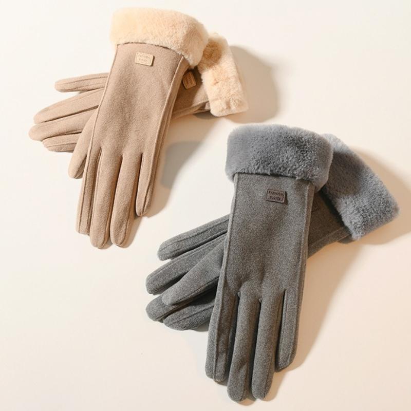 Женские перчатки для сенсорных экранов, модные, осенне-зимние, теплые, тонкие, кашемировые, однотонные, для езды на велосипеде, элегантные, ветрозащитные перчатки