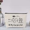 New Canvas Charger Storage Pouch Print Design Large Capacity Cable Organizer Bag Zipper Closure Electronics Bag for Office Desk