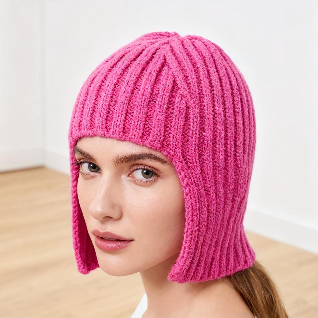 Autumn and winter, warm knitted ear caps, men's and women's thickened wool pullover hats, fashionable and versatile, balaclava hats