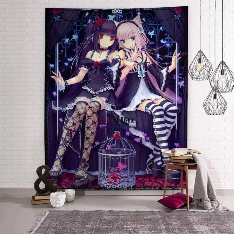 VIKAMA Nekopara Аниме Кошка-Девушка Горничная Гобелен Дизайн Гарема Кавайный Декор Стены Спальни Идеально для Фотозон И Оформления Комнаты