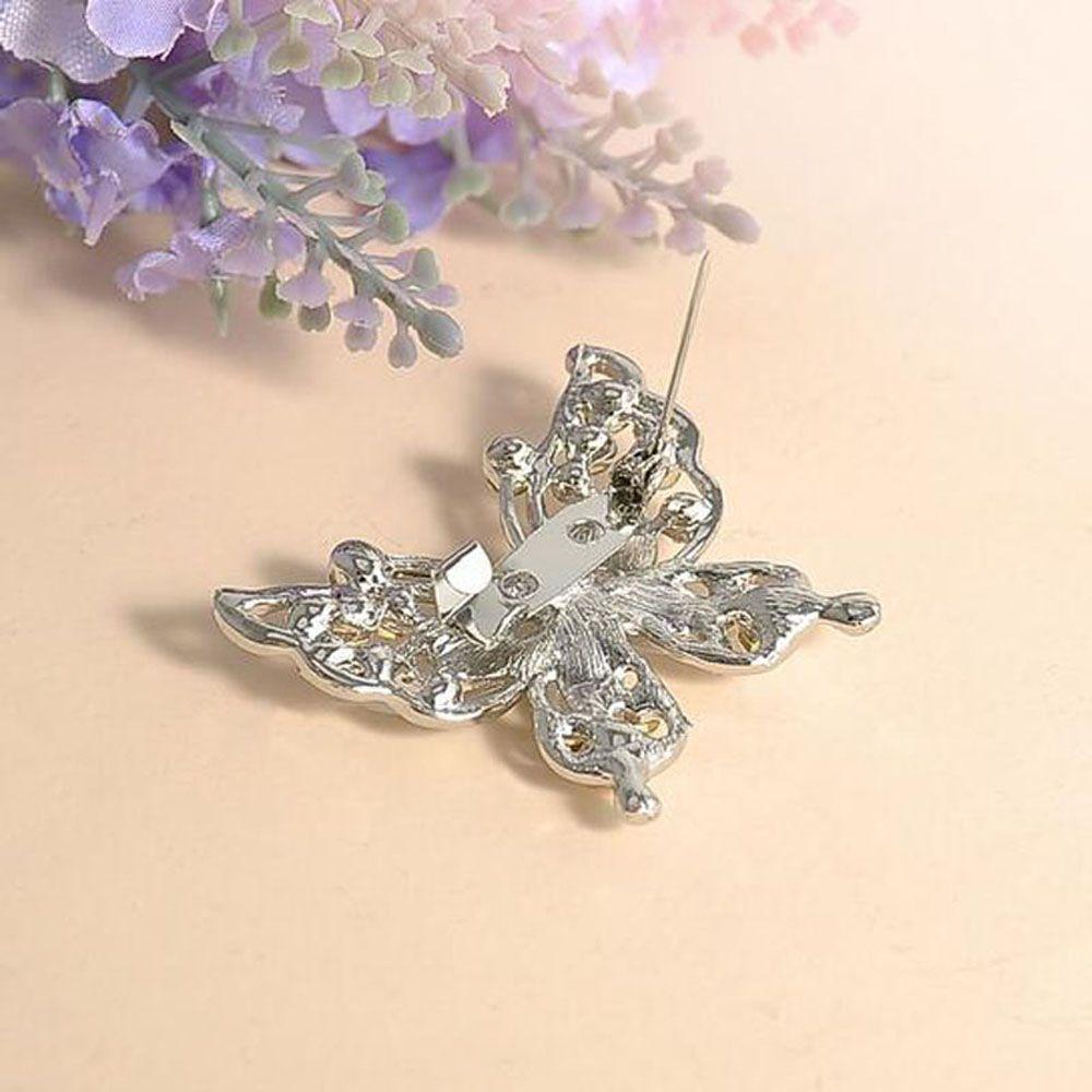 Opal Stone Gold/Silver Fashion Jewelry Wedding Rhinestone Brooch Pin Butterfly Brooch Pin Women