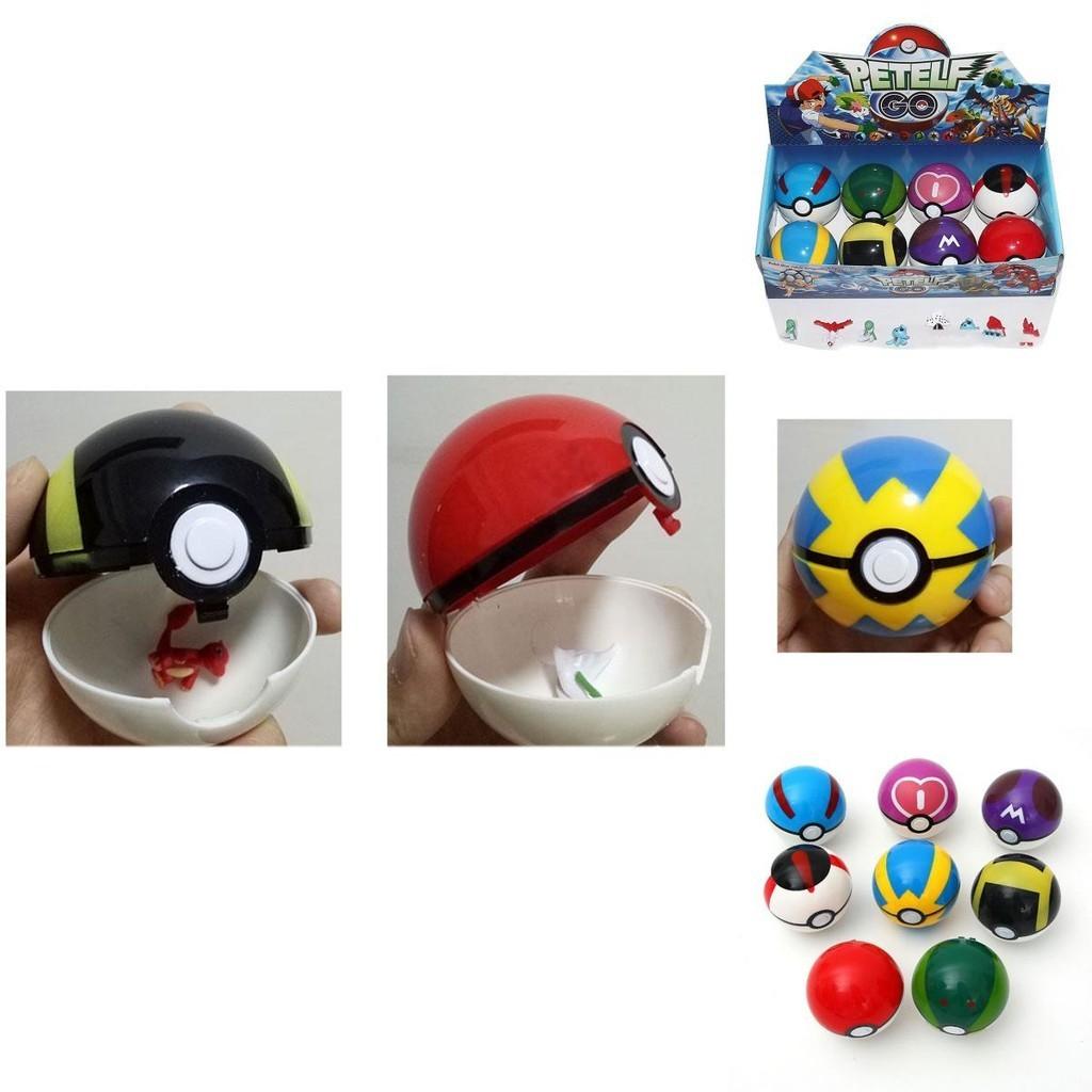 Pocket Monster Ball Toy 7cm Diameter Abs Material Set Of 8 Pokemon Figures