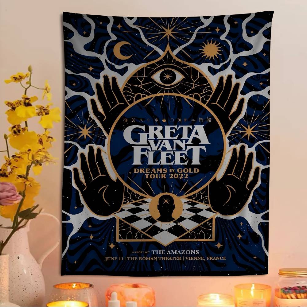 Greta Van Fleet Rock Band Cartoon Tapestry Art Science Fiction Room Home Decor Art Home Decor