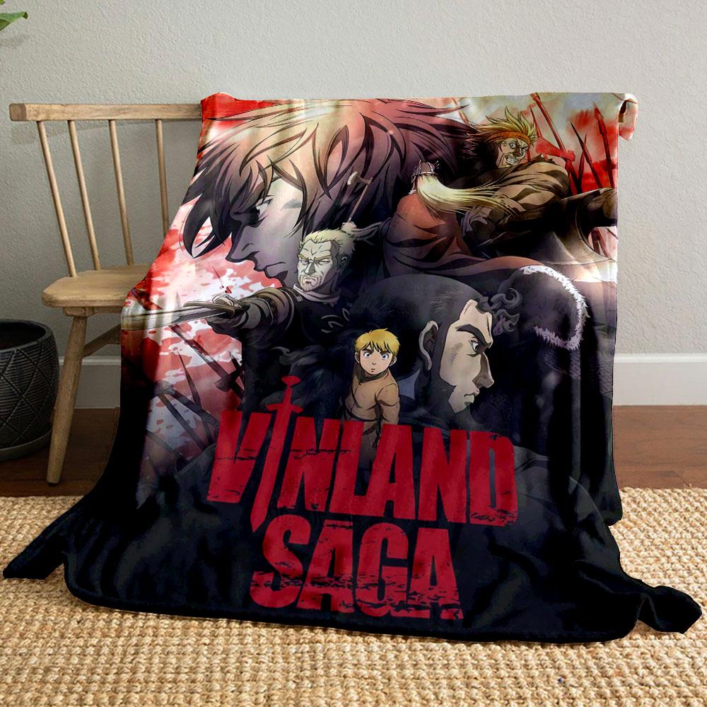 Dynamic Viking-themed characters in battle, with fiery and blood-stained hues. for all seasons blanket lunch break throw gift