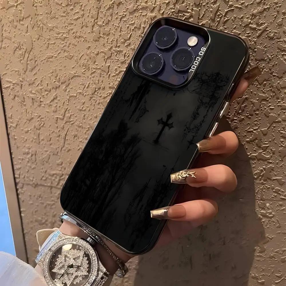 Винтажный Готский Крест Ангельский Узор Дизайн Защитный Чехол для iPhone 17 16 15 14 13 12 11 16E Серии Pro Max Plus