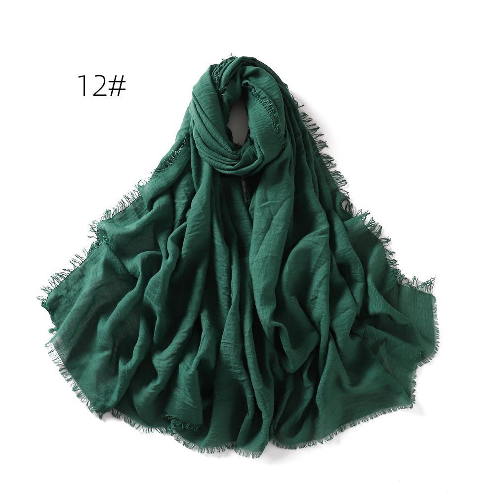 High-Quality Cotton Linen Gauze Scarf: Breathable, Encrypted Sunscreen, Four-Circle Fringe Shawl, Women's Malay Head Scarf