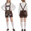 Bavarian Beer Festival Short Strap Pants Suede Material Lace-up Embroidered For Women Cosplay