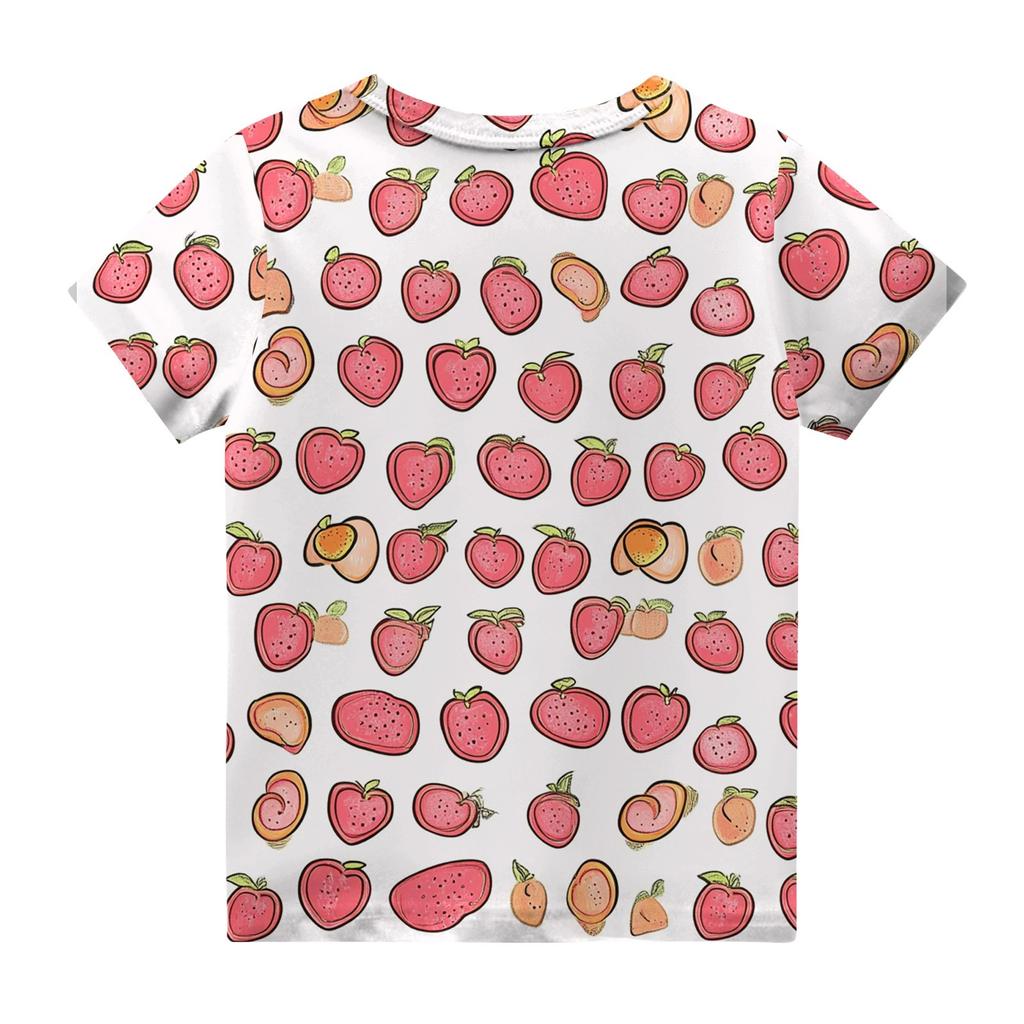 Детская модная повседневная футболка с коротким рукавом и круглым вырезом с растительным принтом