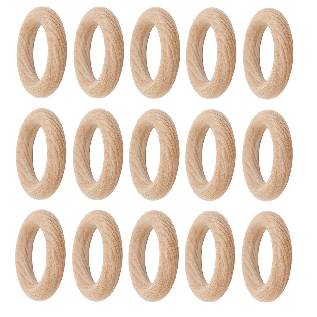 30Pcs Wooden Ring Beech Wood Craft Wood Ring Accessory Set Kit for DIY Home Decoration 7cm 2.76in