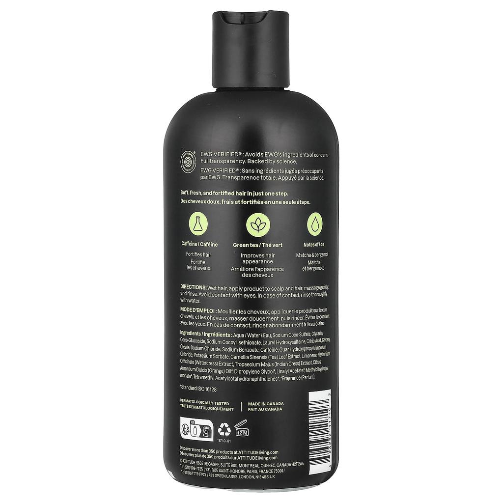 ATTITUDE Super Leaves™, 2N1 Fortifying Shampoo & Conditioner, Men, Matcha & Bergamot, 14 Fl Oz (415 Ml)