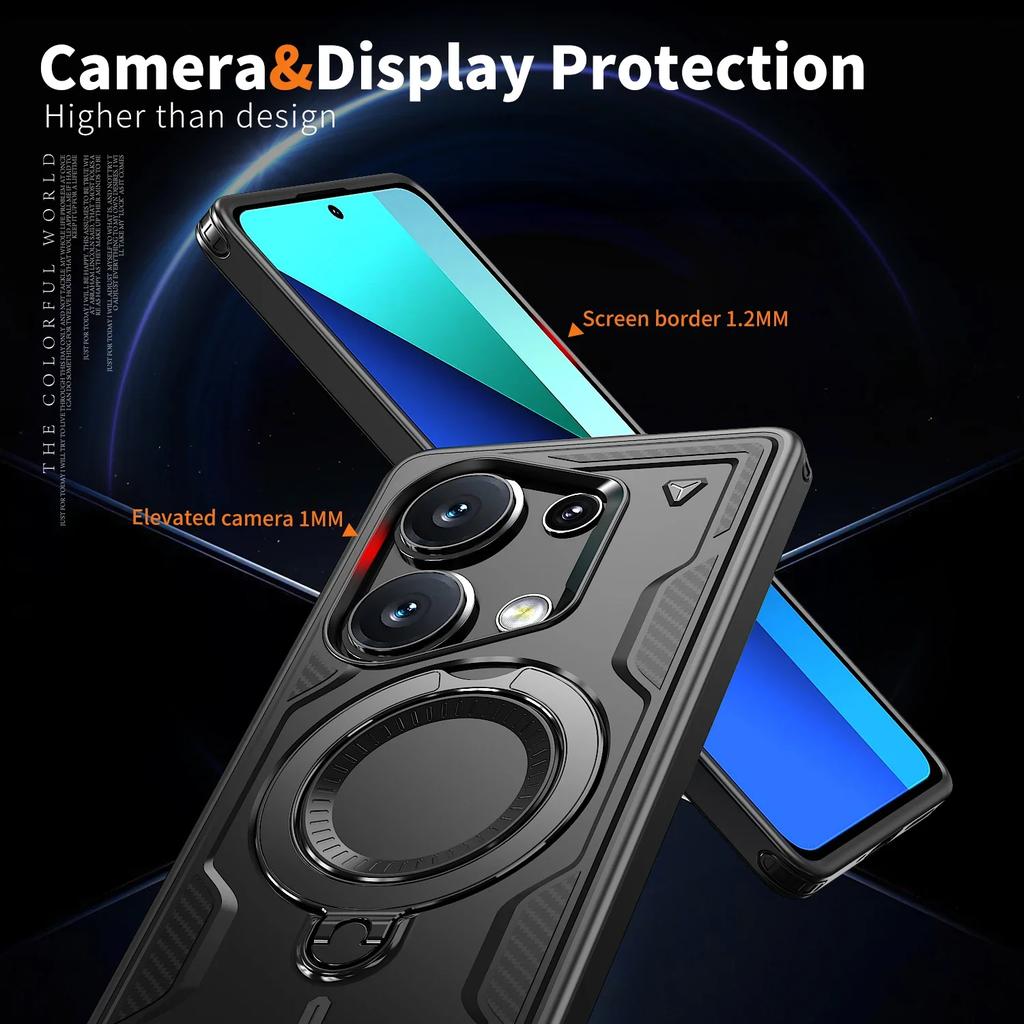 Для Xiaomi Poco M6 Pro Redmi Note 13Pro 4G Чехол Военная броня Ударопрочный 360° Вращающееся кольцо-подставка ТПУ Пластиковая накладка для телефона