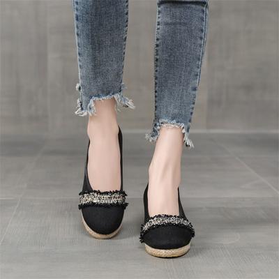 Модные модные туфли с закрытым носком 2024 года, новый дизайн каблука с наклоном для удобной женской обуви из хлопка на высоком каблуке Zapatos De Mujer