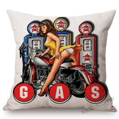 Chopper Girl Vintage Sexy Motorcycle Girls Poster Art Decor Throw Pillow Case Car Pillows Retro Motorbike Biker Cushion Cover