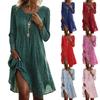 Long  Sleeve Dress For Women Casual Loose Fit Summer Sundress Floral Print Dress With Pockets