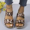 Модные женские босоножки на танкетке с леопардовым принтом, летние модные удобные тапочки на платформе, женские нескользящие шлепанцы для пляжа, шлепанцы