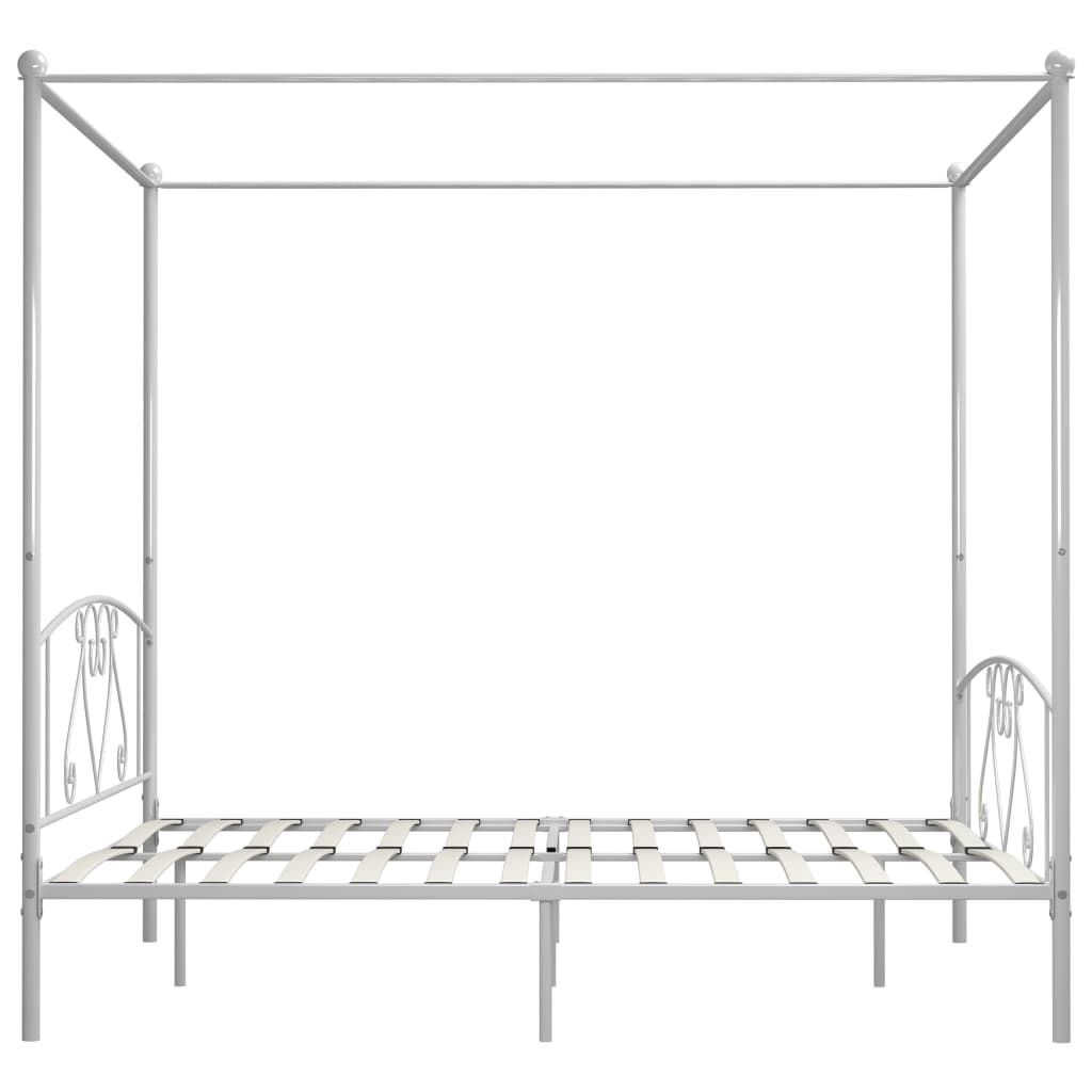 White Metal Canopy Bed Frame 200 x 200 cm