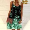 Женское мини-платье с цветочным принтом и маленькими блестками, вечернее платье без рукавов, летнее пляжное платье, сарафан