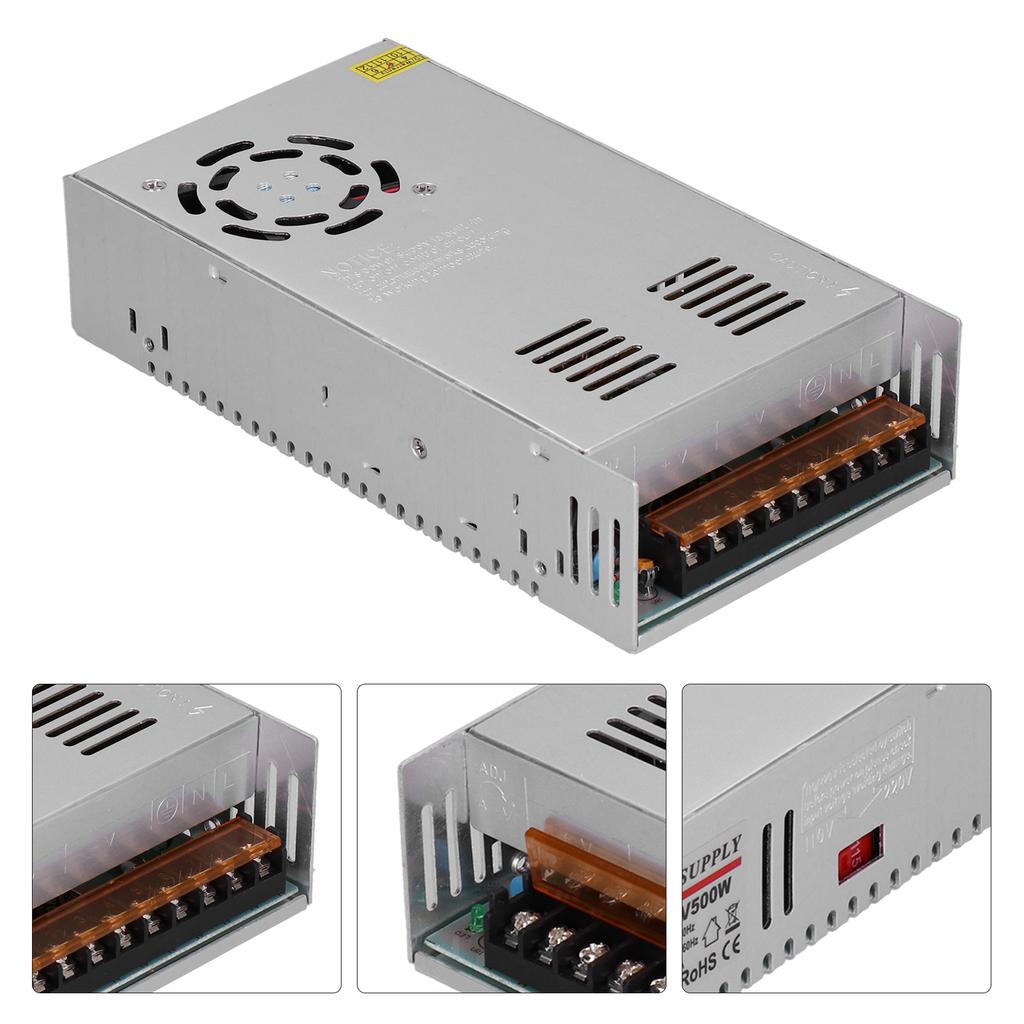 Импульсный блок питания с вентиляторным охлаждением мощностью 500 Вт, выход 12 В, 41,7 А, класс защиты IP20 для оборудования мониторинга