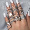 Fashion Round Heart Geometric Rings Set for Women Minimalism Thin Circle Open Ring Joint Knuckle Rings Female Jewelry
