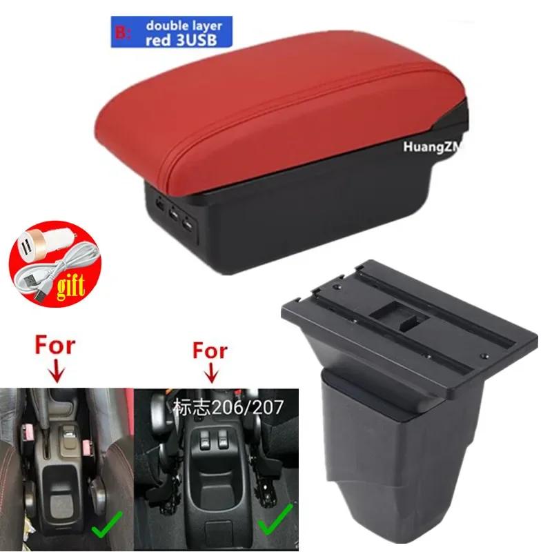 For Peugeot 206 Armrest box For Peugeot 206 207 CC Cabrio Armrest Box Central storage Box Retrofit Interior Car Accessories