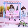 Toy Swing with Canopy Model Swinging Chair Dollhome Decoration Furniture Interactive Early Learning Birthday Gift